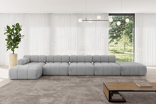 ALTDECOR Modulares Sofa Ecksofa in L-Form Corner modular Sofa Eckcouch Couch Wohnlandschaft Cauchsofa Polstersofa Lizur-L3-475x160x70 cm Hellgrau von ALTDECOR