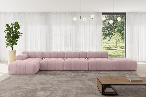 ALTDECOR Modulares Sofa Ecksofa in L-Form Corner modular Sofa Eckcouch Couch Wohnlandschaft Cauchsofa Polstersofa Lizur-L3-475x160x70 cm Rosa von ALTDECOR