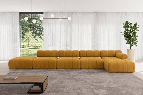 ALTDECOR Modulares Sofa Ecksofa in L-Form Corner modular Sofa Eckcouch Couch Wohnlandschaft Cauchsofa Polstersofa Lizur-L3-475x160x70 cm Senfgelb von ALTDECOR