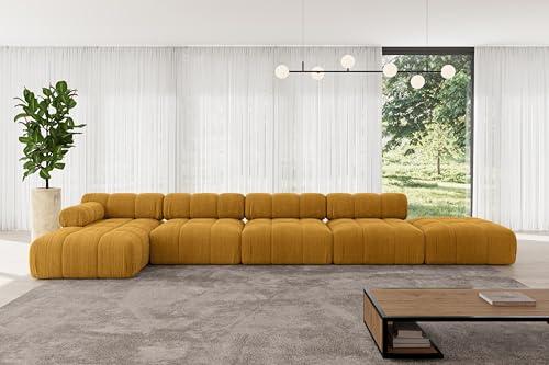 ALTDECOR Modulares Sofa Ecksofa in L-Form Corner modular Sofa Eckcouch Couch Wohnlandschaft Cauchsofa Polstersofa Lizur-L3-475x160x70 cm Senfgelb von ALTDECOR