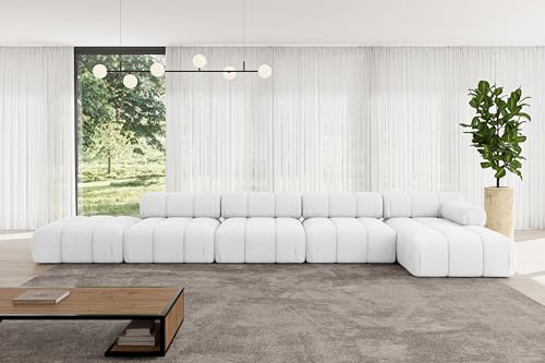 ALTDECOR Modulares Sofa Ecksofa in L-Form Corner modular Sofa Eckcouch Couch Wohnlandschaft Cauchsofa Polstersofa Lizur-L3-475x160x70 cm Weiß von ALTDECOR