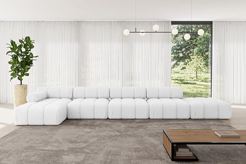 ALTDECOR Modulares Sofa Ecksofa in L-Form Corner modular Sofa Eckcouch Couch Wohnlandschaft Cauchsofa Polstersofa Lizur-L3-475x160x70 cm Weiß von ALTDECOR