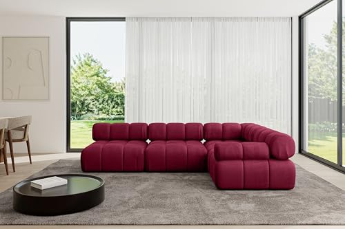 ALTDECOR Modulares Sofa Ecksofa in L-Form Corner modular Sofa Eckcouch Couch Wohnlandschaft Cauchsofa Polstersofa Mende-L2-285x190x70 cm Bordeauxrot von ALTDECOR