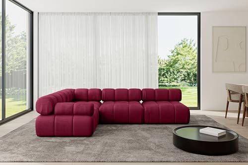 ALTDECOR Modulares Sofa Ecksofa in L-Form Corner modular Sofa Eckcouch Couch Wohnlandschaft Cauchsofa Polstersofa Mende-L2-285x190x70 cm Bordeauxrot von ALTDECOR