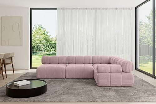 ALTDECOR Modulares Sofa Ecksofa in L-Form Corner modular Sofa Eckcouch Couch Wohnlandschaft Cauchsofa Polstersofa Mende-L2-285x190x70 cm Rosa von ALTDECOR