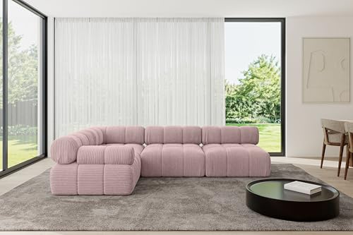 ALTDECOR Modulares Sofa Ecksofa in L-Form Corner modular Sofa Eckcouch Couch Wohnlandschaft Cauchsofa Polstersofa Mende-L2-285x190x70 cm Rosa von ALTDECOR