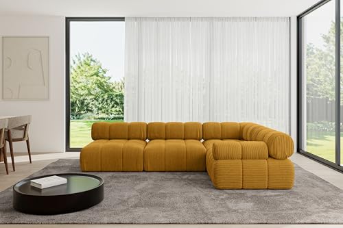 ALTDECOR Modulares Sofa Ecksofa in L-Form Corner modular Sofa Eckcouch Couch Wohnlandschaft Cauchsofa Polstersofa Mende-L2-285x190x70 cm Senfgelb von ALTDECOR