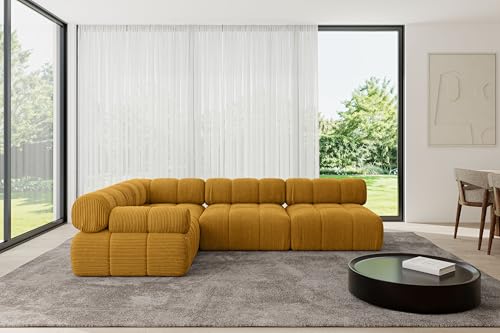 ALTDECOR Modulares Sofa Ecksofa in L-Form Corner modular Sofa Eckcouch Couch Wohnlandschaft Cauchsofa Polstersofa Mende-L2-285x190x70 cm Senfgelb von ALTDECOR