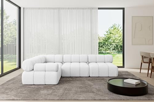ALTDECOR Modulares Sofa Ecksofa in L-Form Corner modular Sofa Eckcouch Couch Wohnlandschaft Cauchsofa Polstersofa Mende-L2-285x190x70 cm Weiß von ALTDECOR