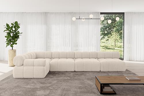 ALTDECOR Modulares Sofa Ecksofa in L-Form Corner modular Sofa Eckcouch Couch Wohnlandschaft Cauchsofa Polstersofa Mende-L3-380x190x70 cm Beige von ALTDECOR