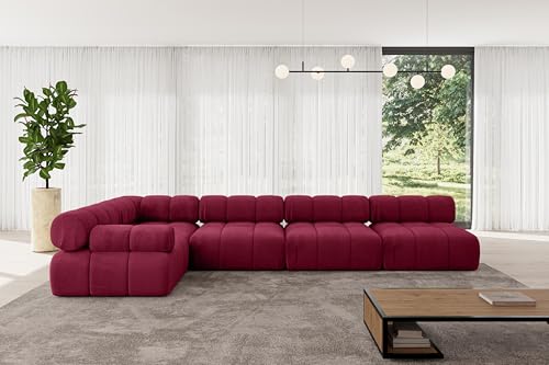 ALTDECOR Modulares Sofa Ecksofa in L-Form Corner modular Sofa Eckcouch Couch Wohnlandschaft Cauchsofa Polstersofa Mende-L3-380x190x70 cm Bordeauxrot von ALTDECOR