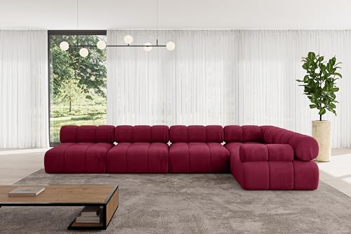 ALTDECOR Modulares Sofa Ecksofa in L-Form Corner modular Sofa Eckcouch Couch Wohnlandschaft Cauchsofa Polstersofa Mende-L3-380x190x70 cm Bordeauxrot von ALTDECOR