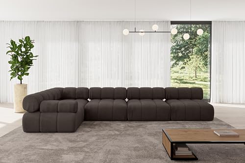 ALTDECOR Modulares Sofa Ecksofa in L-Form Corner modular Sofa Eckcouch Couch Wohnlandschaft Cauchsofa Polstersofa Mende-L3-380x190x70 cm Braun von ALTDECOR