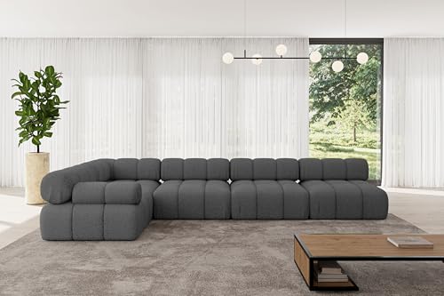 ALTDECOR Modulares Sofa Ecksofa in L-Form Corner modular Sofa Eckcouch Couch Wohnlandschaft Cauchsofa Polstersofa Mende-L3-380x190x70 cm Grau von ALTDECOR