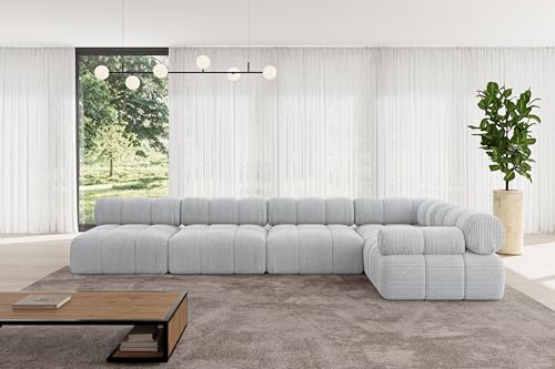 ALTDECOR Modulares Sofa Ecksofa in L-Form Corner modular Sofa Eckcouch Couch Wohnlandschaft Cauchsofa Polstersofa Mende-L3-380x190x70 cm Grau von ALTDECOR