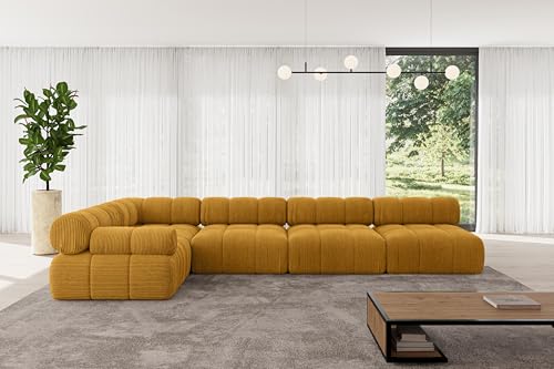 ALTDECOR Modulares Sofa Ecksofa in L-Form Corner modular Sofa Eckcouch Couch Wohnlandschaft Cauchsofa Polstersofa Mende-L3-380x190x70 cm Senfgelb von ALTDECOR