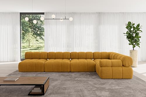 ALTDECOR Modulares Sofa Ecksofa in L-Form Corner modular Sofa Eckcouch Couch Wohnlandschaft Cauchsofa Polstersofa Mende-L3-380x190x70 cm Senfgelb von ALTDECOR