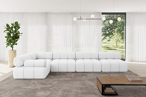 ALTDECOR Modulares Sofa Ecksofa in L-Form Corner modular Sofa Eckcouch Couch Wohnlandschaft Cauchsofa Polstersofa Mende-L3-380x190x70 cm Weiß von ALTDECOR