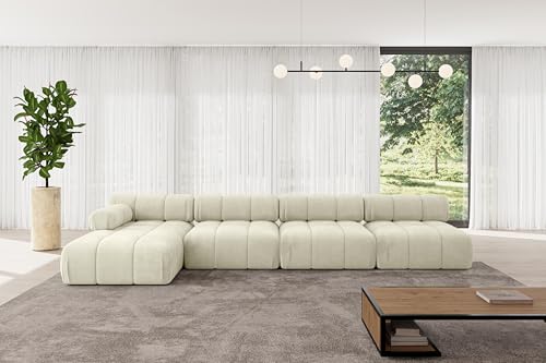 ALTDECOR Modulares Sofa Ecksofa in L-Form Corner modular Sofa Eckcouch Couch Wohnlandschaft Cauchsofa Polstersofa Razon-L3-380x160x70 cm Beige von ALTDECOR
