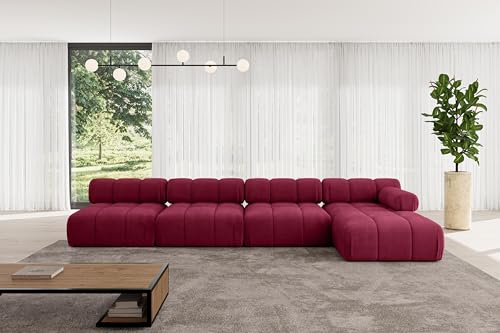 ALTDECOR Modulares Sofa Ecksofa in L-Form Corner modular Sofa Eckcouch Couch Wohnlandschaft Cauchsofa Polstersofa Razon-L3-380x160x70 cm Bordeauxrot von ALTDECOR