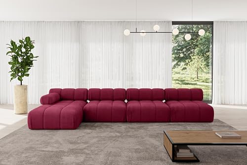 ALTDECOR Modulares Sofa Ecksofa in L-Form Corner modular Sofa Eckcouch Couch Wohnlandschaft Cauchsofa Polstersofa Razon-L3-380x160x70 cm Bordeauxrot von ALTDECOR