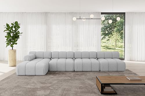 ALTDECOR Modulares Sofa Ecksofa in L-Form Corner modular Sofa Eckcouch Couch Wohnlandschaft Cauchsofa Polstersofa Razon-L3-380x160x70 cm Hellgrau von ALTDECOR