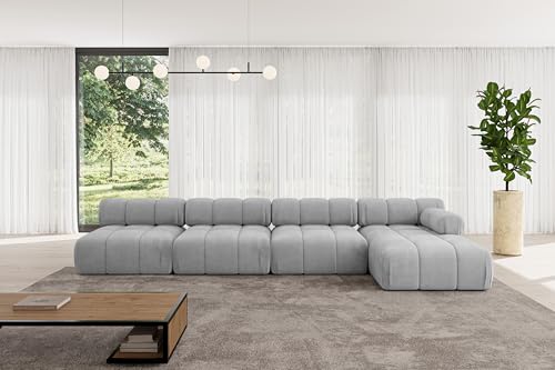 ALTDECOR Modulares Sofa Ecksofa in L-Form Corner modular Sofa Eckcouch Couch Wohnlandschaft Cauchsofa Polstersofa Razon-L3-380x160x70 cm Hellgrau von ALTDECOR