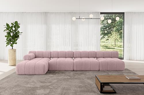 ALTDECOR Modulares Sofa Ecksofa in L-Form Corner modular Sofa Eckcouch Couch Wohnlandschaft Cauchsofa Polstersofa Razon-L3-380x160x70 cm Rosa von ALTDECOR