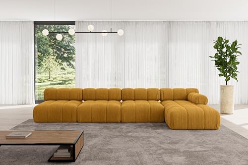ALTDECOR Modulares Sofa Ecksofa in L-Form Corner modular Sofa Eckcouch Couch Wohnlandschaft Cauchsofa Polstersofa Razon-L3-380x160x70 cm Senfgelb von ALTDECOR