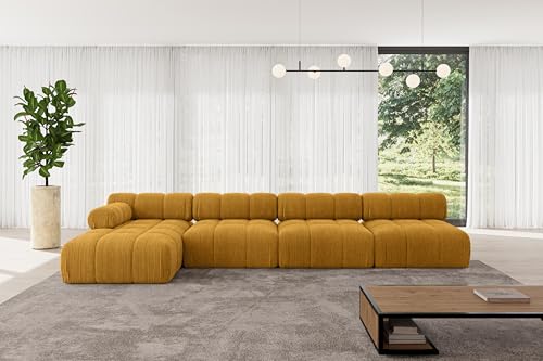 ALTDECOR Modulares Sofa Ecksofa in L-Form Corner modular Sofa Eckcouch Couch Wohnlandschaft Cauchsofa Polstersofa Razon-L3-380x160x70 cm Senfgelb von ALTDECOR