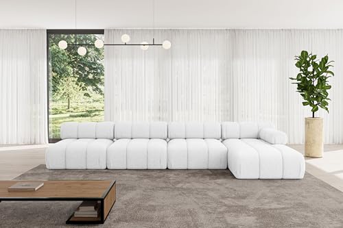 ALTDECOR Modulares Sofa Ecksofa in L-Form Corner modular Sofa Eckcouch Couch Wohnlandschaft Cauchsofa Polstersofa Razon-L3-380x160x70 cm Weiß von ALTDECOR