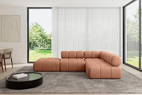 ALTDECOR Modulares Sofa Ecksofa in L-Form universal, Links/rechts Corner modular Sofa Eckcouch Couch Wohnlandschaft Cauchsofa Polstersofa Favio-L1-285x190x70 cm Apricot von ALTDECOR