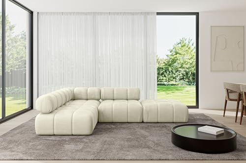 ALTDECOR Modulares Sofa Ecksofa in L-Form universal, Links/rechts Corner modular Sofa Eckcouch Couch Wohnlandschaft Cauchsofa Polstersofa Favio-L1-285x190x70 cm Beige von ALTDECOR