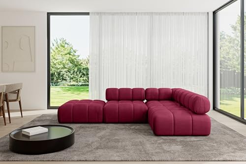 ALTDECOR Modulares Sofa Ecksofa in L-Form universal, Links/rechts Corner modular Sofa Eckcouch Couch Wohnlandschaft Cauchsofa Polstersofa Favio-L1-285x190x70 cm Bordeauxrot von ALTDECOR