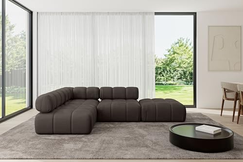 ALTDECOR Modulares Sofa Ecksofa in L-Form universal, Links/rechts Corner modular Sofa Eckcouch Couch Wohnlandschaft Cauchsofa Polstersofa Favio-L1-285x190x70 cm Braun von ALTDECOR