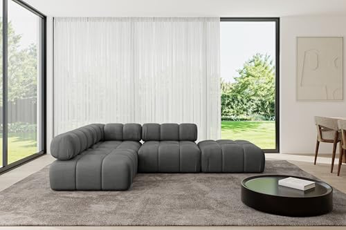 ALTDECOR Modulares Sofa Ecksofa in L-Form universal, Links/rechts Corner modular Sofa Eckcouch Couch Wohnlandschaft Cauchsofa Polstersofa Favio-L1-285x190x70 cm Dunkelgrau von ALTDECOR