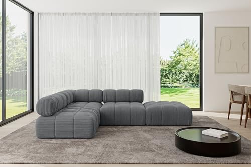 ALTDECOR Modulares Sofa Ecksofa in L-Form universal, Links/rechts Corner modular Sofa Eckcouch Couch Wohnlandschaft Cauchsofa Polstersofa Favio-L1-285x190x70 cm Dunkelgrau von ALTDECOR