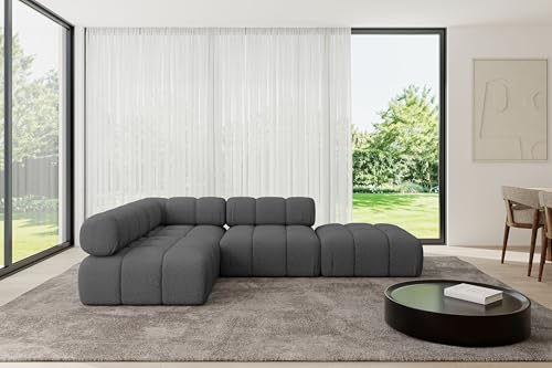 ALTDECOR Modulares Sofa Ecksofa in L-Form universal, Links/rechts Corner modular Sofa Eckcouch Couch Wohnlandschaft Cauchsofa Polstersofa Favio-L1-285x190x70 cm Grau von ALTDECOR