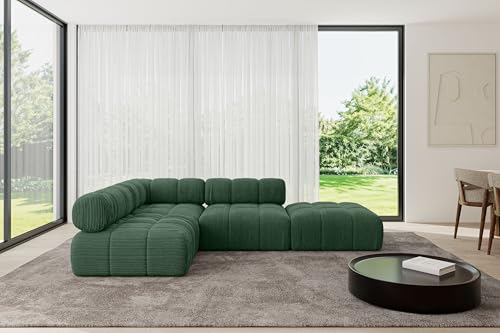 ALTDECOR Modulares Sofa Ecksofa in L-Form universal, Links/rechts Corner modular Sofa Eckcouch Couch Wohnlandschaft Cauchsofa Polstersofa Favio-L1-285x190x70 cm Grün von ALTDECOR