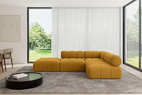 ALTDECOR Modulares Sofa Ecksofa in L-Form universal, Links/rechts Corner modular Sofa Eckcouch Couch Wohnlandschaft Cauchsofa Polstersofa Favio-L1-285x190x70 cm Senfgelb von ALTDECOR