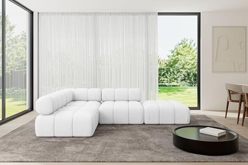 ALTDECOR Modulares Sofa Ecksofa in L-Form universal, Links/rechts Corner modular Sofa Eckcouch Couch Wohnlandschaft Cauchsofa Polstersofa Favio-L1-285x190x70 cm Weiß von ALTDECOR