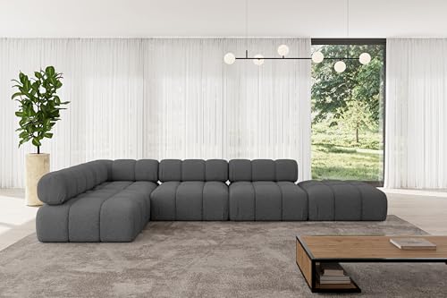 ALTDECOR Modulares Sofa Ecksofa in L-Form universal, Links/rechts Corner modular Sofa Eckcouch Couch Wohnlandschaft Cauchsofa Polstersofa Favio-L2-380x190x70 cm Grau von ALTDECOR