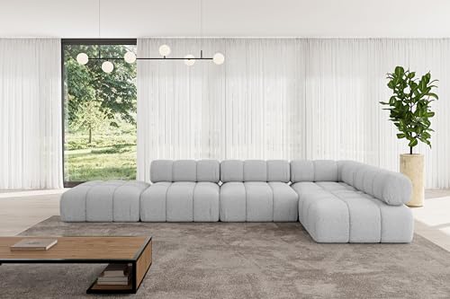 ALTDECOR Modulares Sofa Ecksofa in L-Form universal, Links/rechts Corner modular Sofa Eckcouch Couch Wohnlandschaft Cauchsofa Polstersofa Favio-L2-380x190x70 cm Hellgrau von ALTDECOR