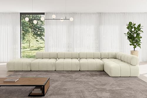 ALTDECOR Modulares Sofa Ecksofa in L-Form universal, Links/rechts Corner modular Sofa Eckcouch Couch Wohnlandschaft Cauchsofa Polstersofa Favio-L3-475x190x70 cm Beige von ALTDECOR