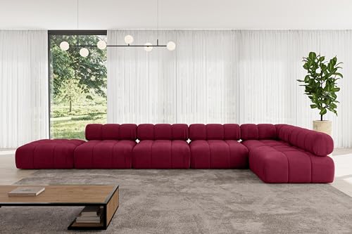 ALTDECOR Modulares Sofa Ecksofa in L-Form universal, Links/rechts Corner modular Sofa Eckcouch Couch Wohnlandschaft Cauchsofa Polstersofa Favio-L3-475x190x70 cm Bordeauxrot von ALTDECOR