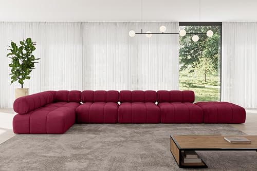 ALTDECOR Modulares Sofa Ecksofa in L-Form universal, Links/rechts Corner modular Sofa Eckcouch Couch Wohnlandschaft Cauchsofa Polstersofa Favio-L3-475x190x70 cm Bordeauxrot von ALTDECOR