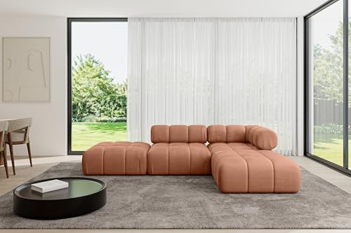 ALTDECOR Modulares Sofa Ecksofa in L-Form universal, Links/rechts Corner modular Sofa Eckcouch Couch Wohnlandschaft Cauchsofa Polstersofa Kerru-L1-285x190x70 cm Apricot von ALTDECOR