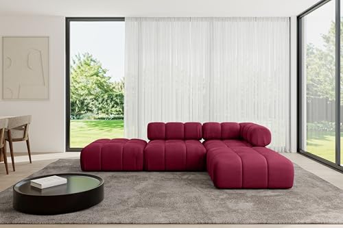 ALTDECOR Modulares Sofa Ecksofa in L-Form universal, Links/rechts Corner modular Sofa Eckcouch Couch Wohnlandschaft Cauchsofa Polstersofa Kerru-L1-285x190x70 cm Bordeauxrot von ALTDECOR