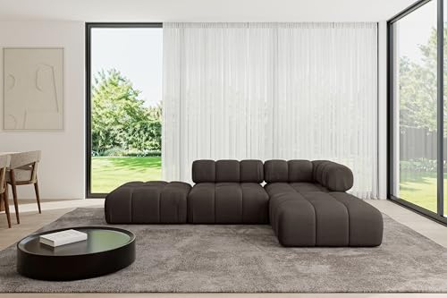 ALTDECOR Modulares Sofa Ecksofa in L-Form universal, Links/rechts Corner modular Sofa Eckcouch Couch Wohnlandschaft Cauchsofa Polstersofa Kerru-L1-285x190x70 cm Braun von ALTDECOR