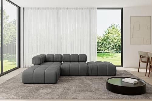 ALTDECOR Modulares Sofa Ecksofa in L-Form universal, Links/rechts Corner modular Sofa Eckcouch Couch Wohnlandschaft Cauchsofa Polstersofa Kerru-L1-285x190x70 cm Dunkelgrau von ALTDECOR